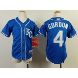 Cheap Alex Gordon Royals Youth Jersey From China #4 Blue 2014 new