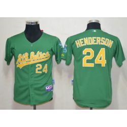 Cheap Rickey Henderson Athletics Youth Jersey From China #24 Green