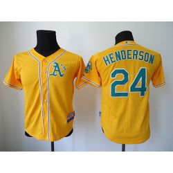 Cheap Rickey Henderson Athletics Youth Jersey From China #24 Yellow