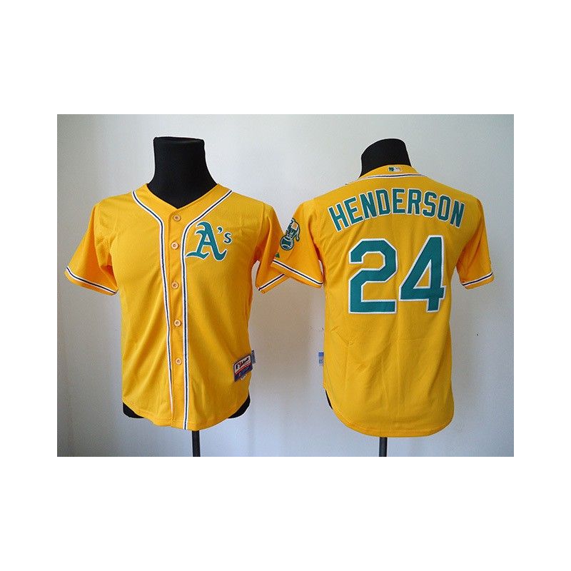 Cheap Rickey Henderson Athletics Youth Jersey From China #24 Yellow