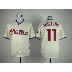 Cheap Jimmy Rollins Phillies Youth Jersey From China #11 Cream