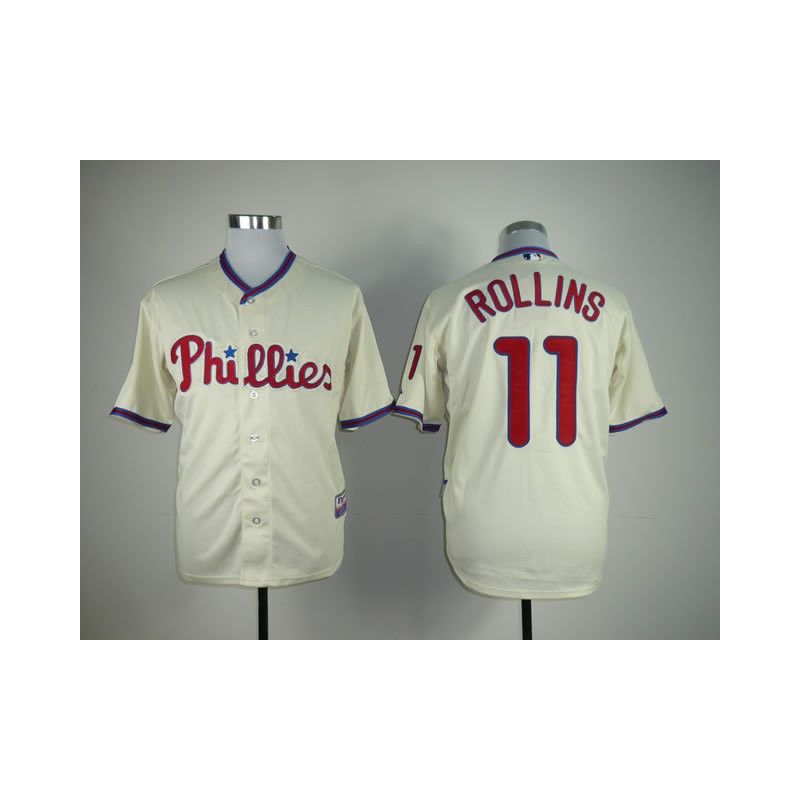 Cheap Jimmy Rollins Phillies Youth Jersey From China #11 Cream