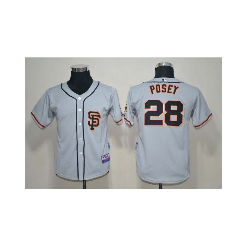 Cheap Buster Posey Giants Youth Jersey From China #28 Grey