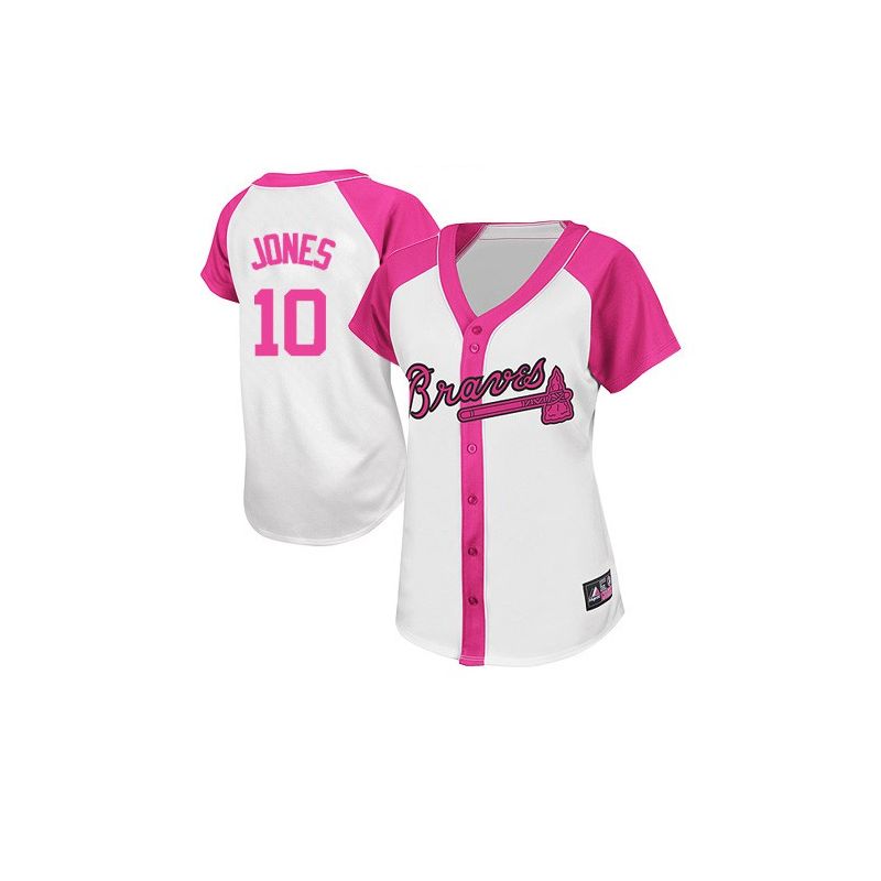 Cheap Chipper Jones Braves Woman Jersey From China #10 Pink Splash Fashion Cheap Chipper Jones Braves Woman Jersey From China #10 Pink Splash Fashion