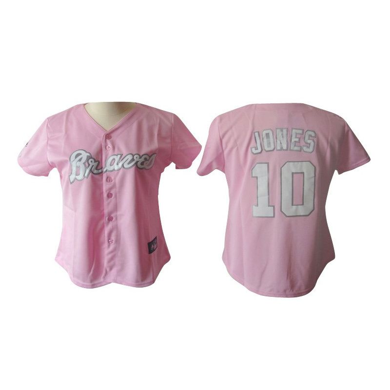 Cheap Chipper Jones Braves Woman Jersey From China #10 Pink