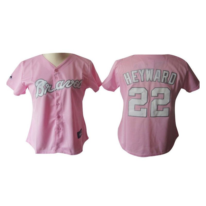 Cheap Jason Heyward Braves Woman Jersey From China #22 Pink