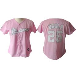 Cheap Dan Uggla Braves Woman Jersey From China #26 Pink