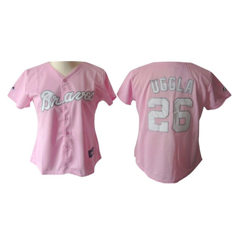 Cheap Dan Uggla Braves Woman Jersey From China #26 Pink