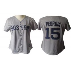 Cheap Dustin Pedroia Red Sox Woman Jersey From China #15 Grey