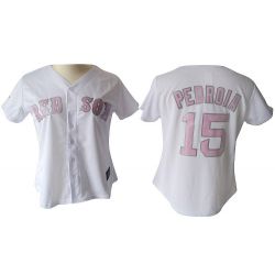 Cheap Dustin Pedroia Red Sox Woman Jersey From China #15 White Pink number
