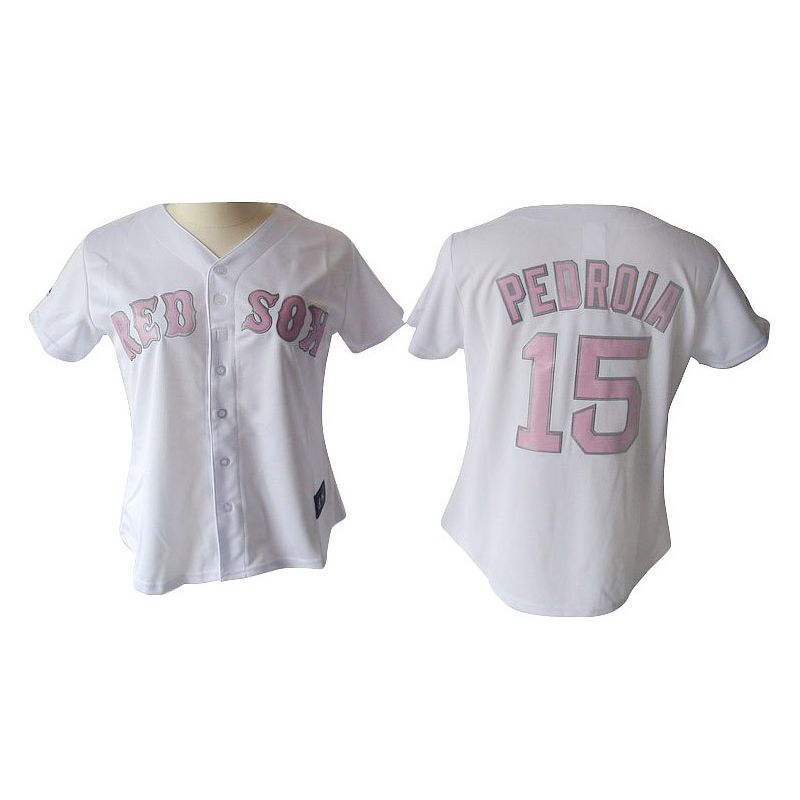 Cheap Dustin Pedroia Red Sox Woman Jersey From China #15 White Pink number Cheap Dustin Pedroia Red Sox Woman Jersey From China #15 White Pink number