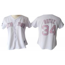 Cheap David Ortiz Red Sox Woman Jersey From China #34 White Pink number