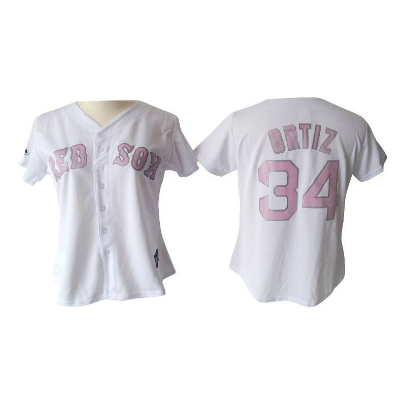 Cheap David Ortiz Red Sox Woman Jersey From China #34 White Pink number Cheap David Ortiz Red Sox Woman Jersey From China #34 White Pink number