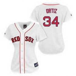 Cheap David Ortiz Red Sox Woman Jersey From China #34 White Red number