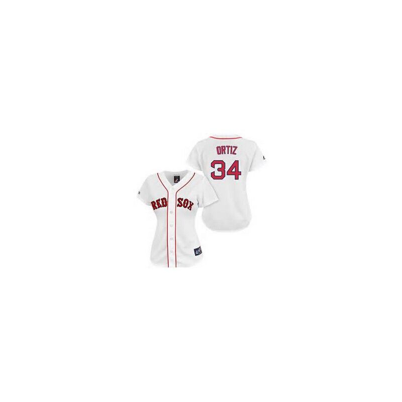 Cheap David Ortiz Red Sox Woman Jersey From China #34 White Red number Cheap David Ortiz Red Sox Woman Jersey From China #34 White Red number