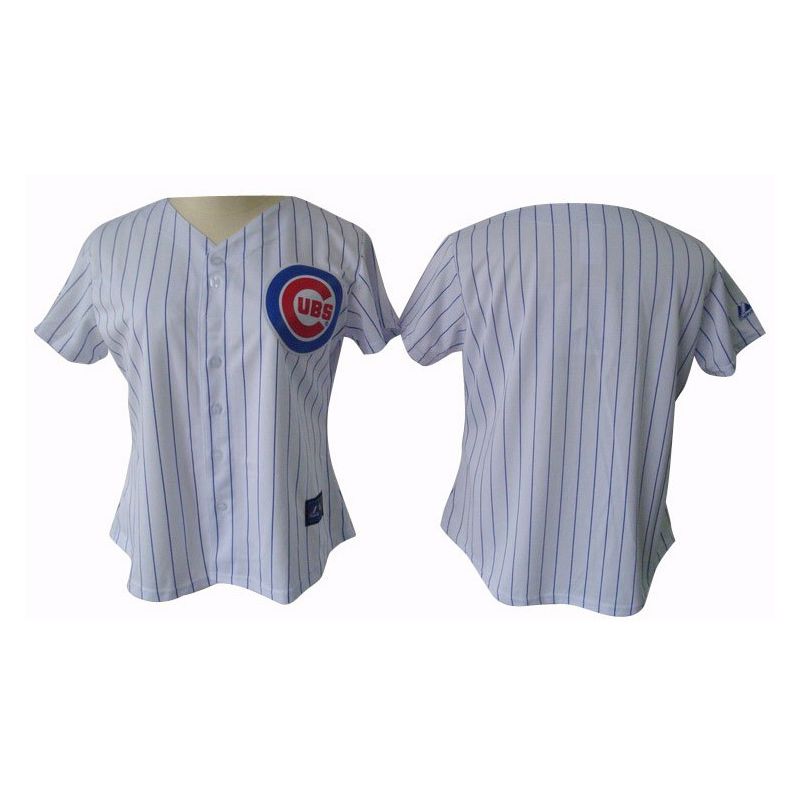 Cheap Cubs Woman Jersey From China White Blue Strip Blank