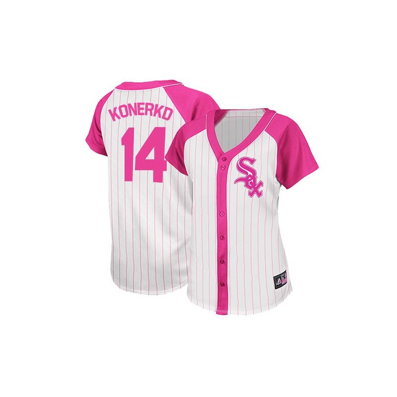 Cheap Paul Konerko White Sox Woman Jersey From China #14 Pink Splash Fashion