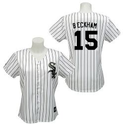 Cheap Gordon Beckham White Sox Woman Jersey From China #15 White Black Strip