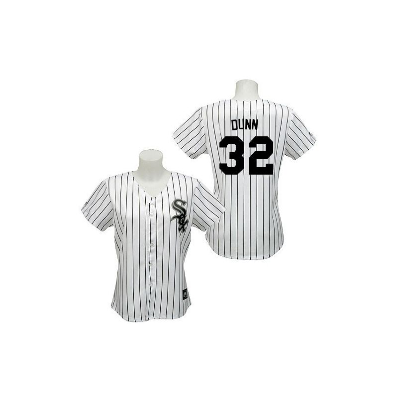 Cheap Adam Dunn White Sox Woman Jersey From China #32 White Black Strip