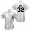 Cheap Adam Dunn White Sox Woman Jersey From China #32 White Black Strip