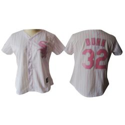 Cheap Adam Dunn White Sox Woman Jersey From China #32 White Pink Strip