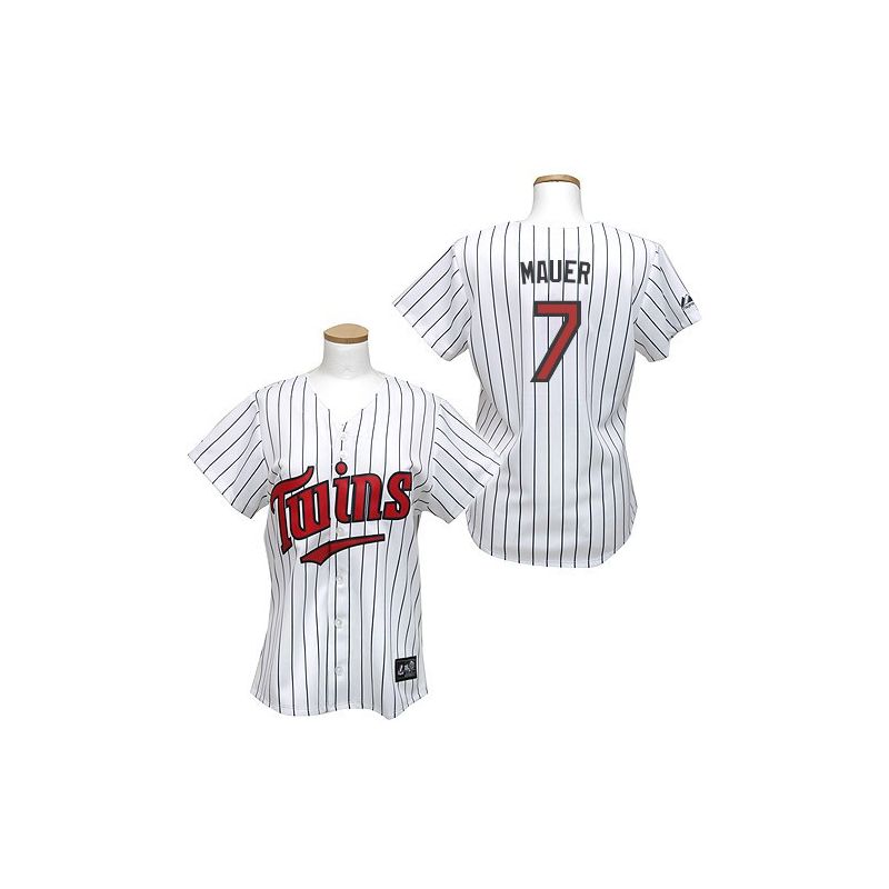 Cheap Joe Mauer Twins Woman Jersey From China #7 White Blue Strip