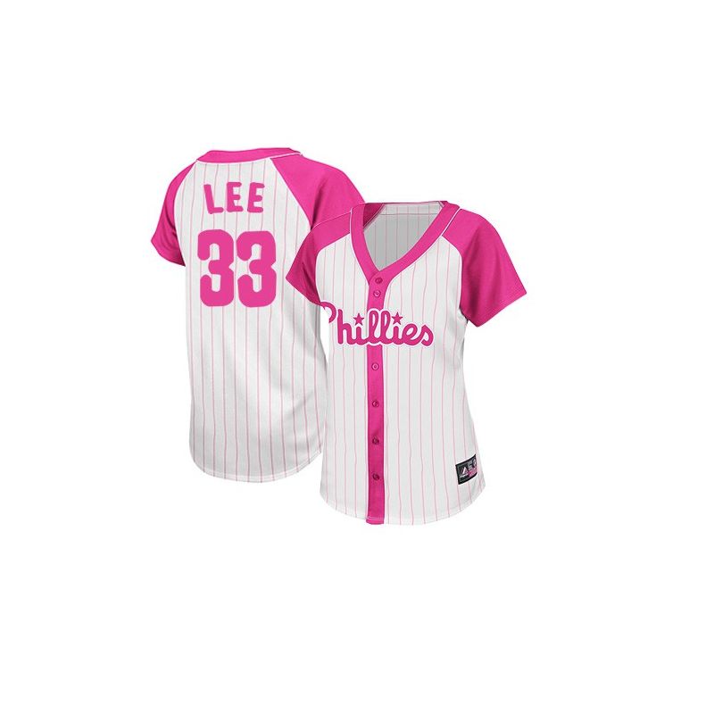 Cheap Cliff Lee Phillies Woman Jersey From China #33 Pink Splash Fashion