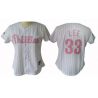 Cheap Cliff Lee Phillies Woman Jersey From China #33 White Pink Strip