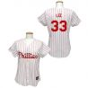 Cheap Cliff Lee Phillies Woman Jersey From China #33 White Red Strip