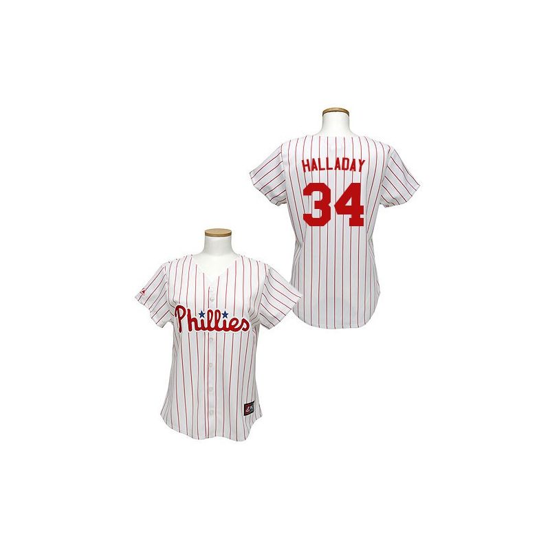 Cheap Roy Halladay Phillies Woman Jersey From China #34 White Red Strip