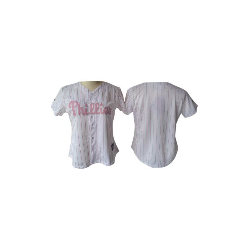 Cheap Phillies Woman Jersey From China White Pink Strip Blank Cheap Phillies Woman Jersey From China White Pink Strip Blank