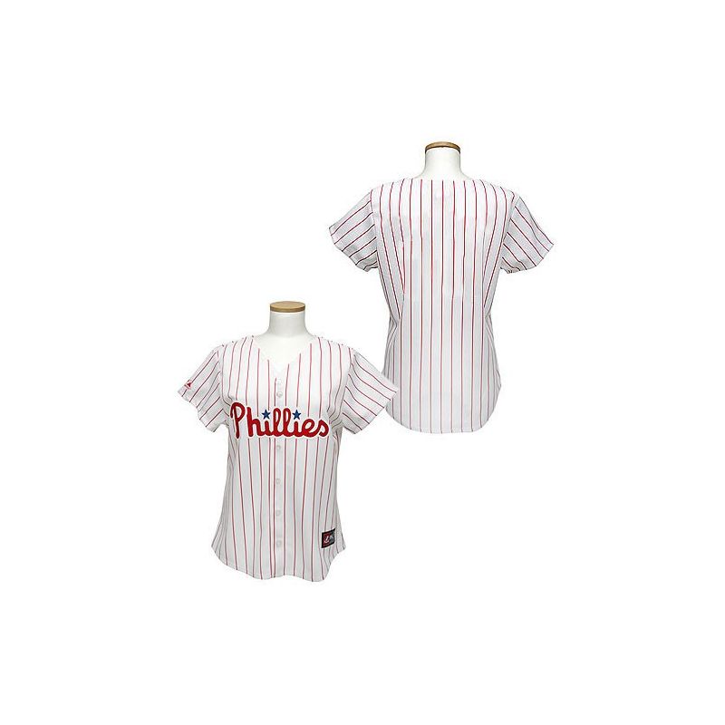 Cheap Phillies Woman Jersey From China White Red Strip Blank