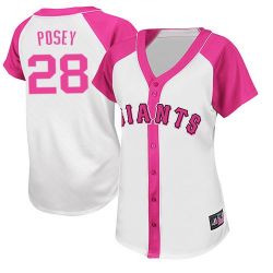 Cheap Buster Posey Giants Woman Jersey From China #28 Pink Splash Fashion