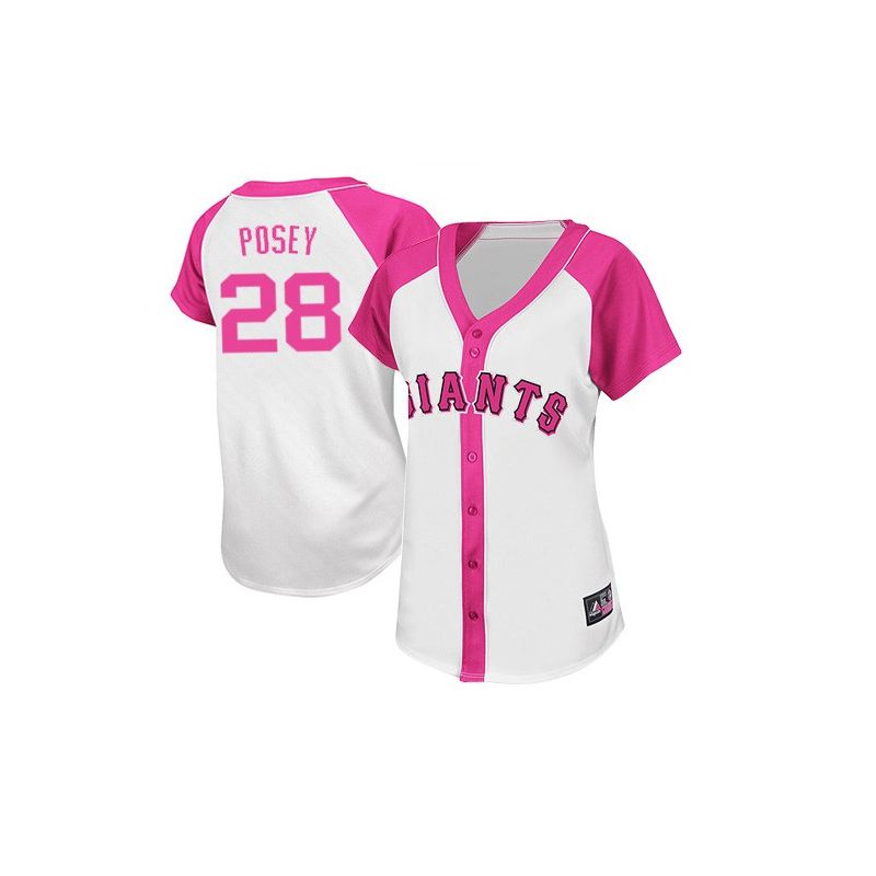 Cheap Buster Posey Giants Woman Jersey From China #28 Pink Splash Fashion