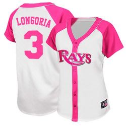 Cheap Evan Longoria Rays Woman Jersey From China #3 Pink Splash Fashion