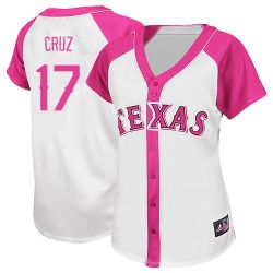 Cheap Nelson Cruz Rangers Woman Jersey From China #17 Pink Splash Fashion
