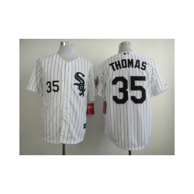 Cheap Frank Thomas White Sox Jersey From China #35 White Black Stripe 75th