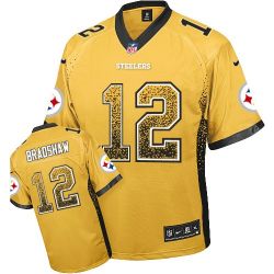 Cheap Terry Bradshaw Steelers Jersey From China #12 Gold Drfit Fashion I