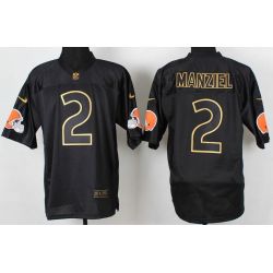 Cheap Johnny Manziel Browns Jersey From China #2 Gold Lettering