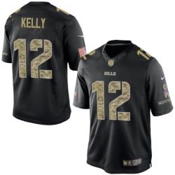 Cheap Jim Kelly Bills Jersey From China #12 Black Salute To Service