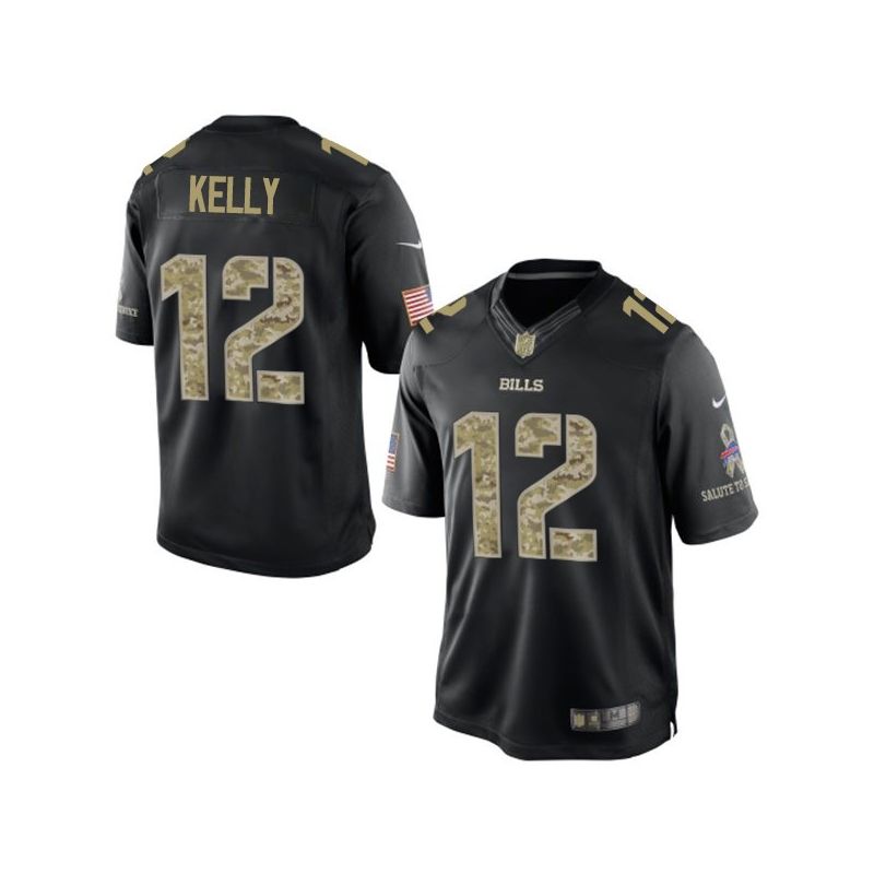 Cheap Jim Kelly Bills Jersey From China #12 Black Salute To Service Cheap Jim Kelly Bills Jersey From China #12 Black Salute To Service