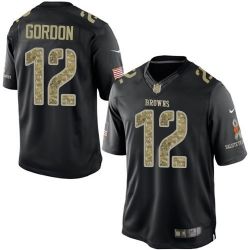 Cheap Josh Gordon Browns Jersey From China #12 Black Salute To Service