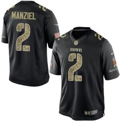 Cheap Johnny Manziel Browns Jersey From China #2 Black Salute To Service