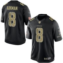 Cheap Troy Aikman Cowboys Jersey From China #8 Black Salute To Service
