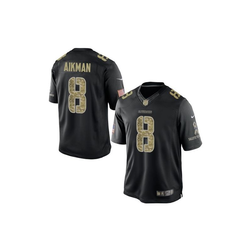Cheap Troy Aikman Cowboys Jersey From China #8 Black Salute To Service
