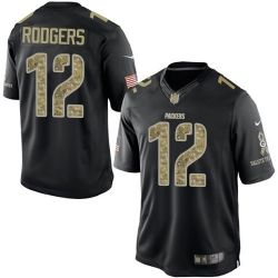 Cheap Aaron Rodgers Packers Jersey From China #12 Black Salute To Service