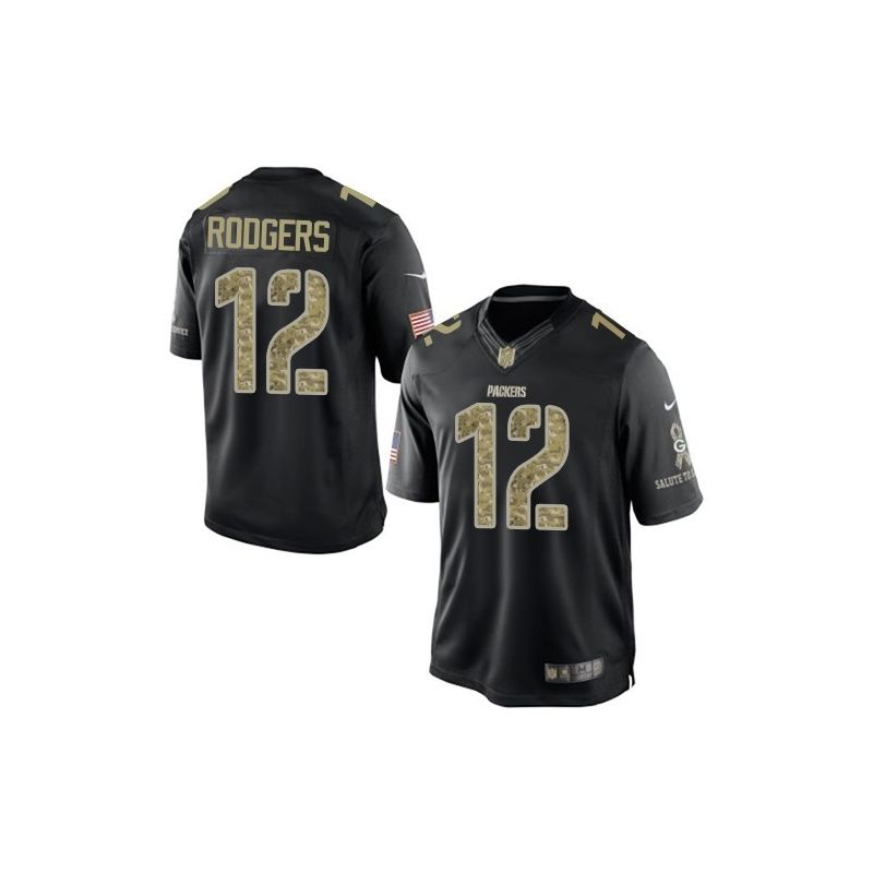 Cheap Aaron Rodgers Packers Jersey From China #12 Black Salute To Service