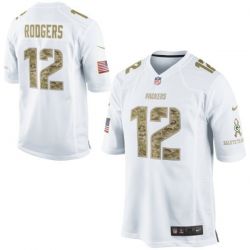 Cheap Aaron Rodgers Packers Jersey From China #12 White Salute To Service