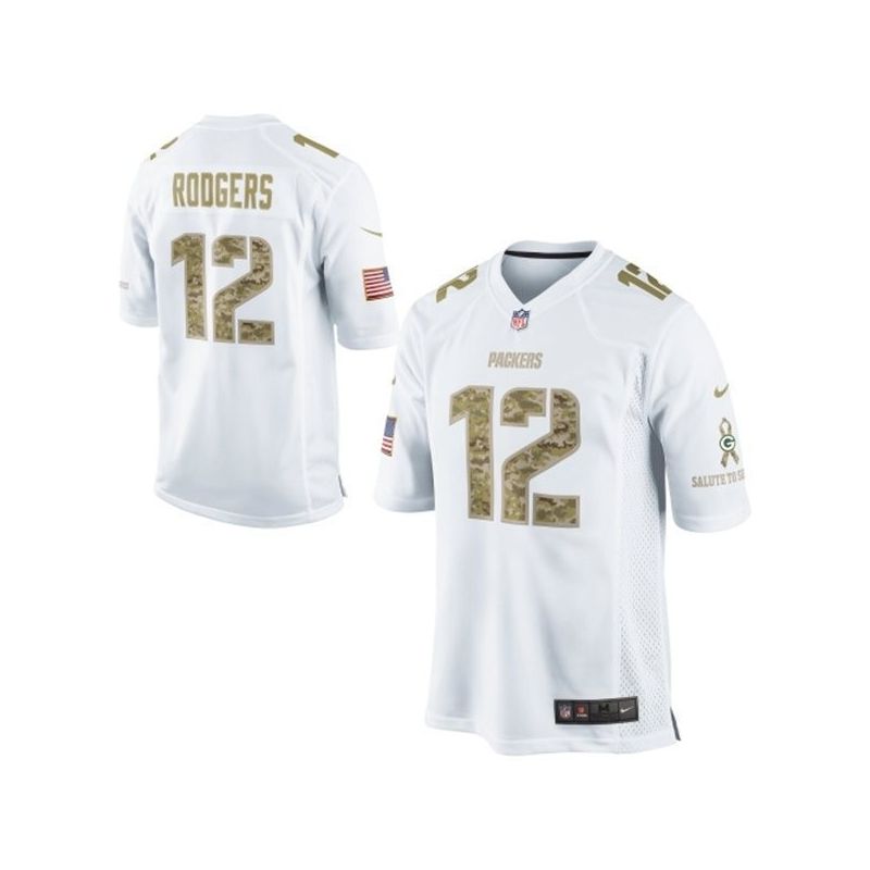 Cheap Aaron Rodgers Packers Jersey From China #12 White Salute To Service