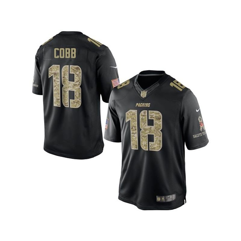 Cheap Randall Cobb Packers Jersey From China #18 Black Salute To Service